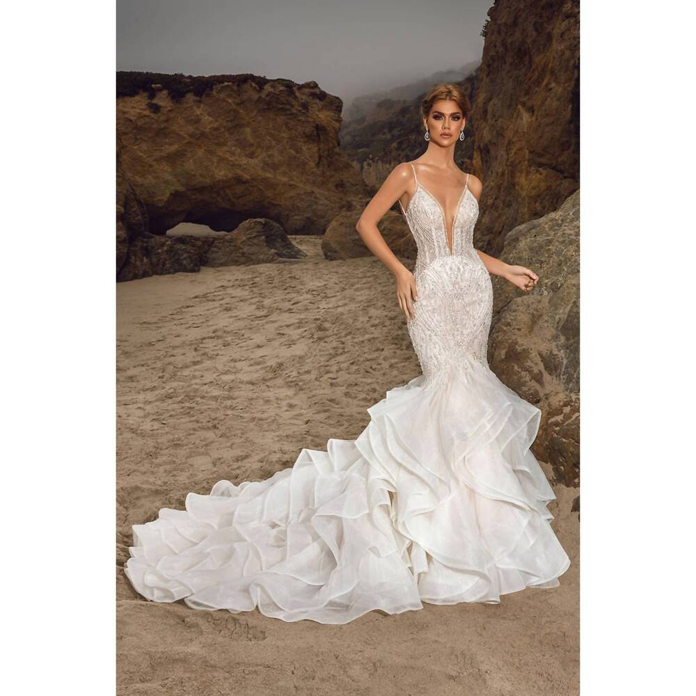 NEW KITTY CHEN COUTURE fallon crystal beaded dress in ivory/toffee
